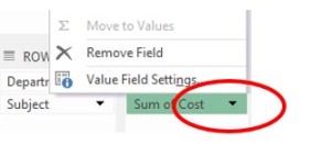 Getting to your Value Field Settings