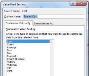 Changing the summary calculation method