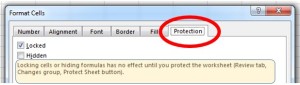The protection tab in Format Cells