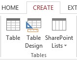 Create a table using table design