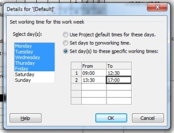 Edit default working times